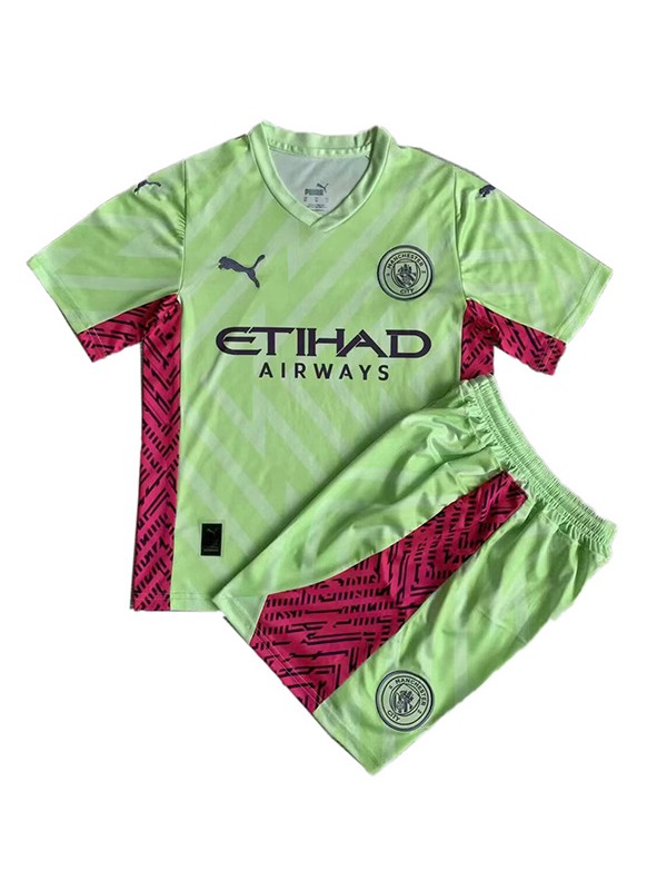 Manchester city édition spéciale maillot vert clair enfants kit enfants football mini chemise jeunes uniformes 2023-2024